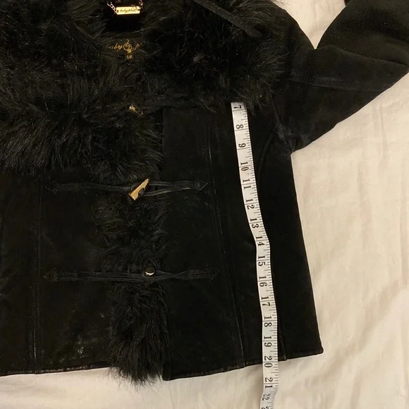 Baby Phat Black Leather Jacket with Faux Fur - Picture 12 of 15